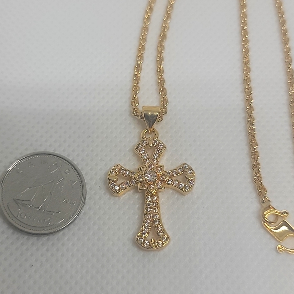 24k Gold Plated Cross Pendant Necklace
